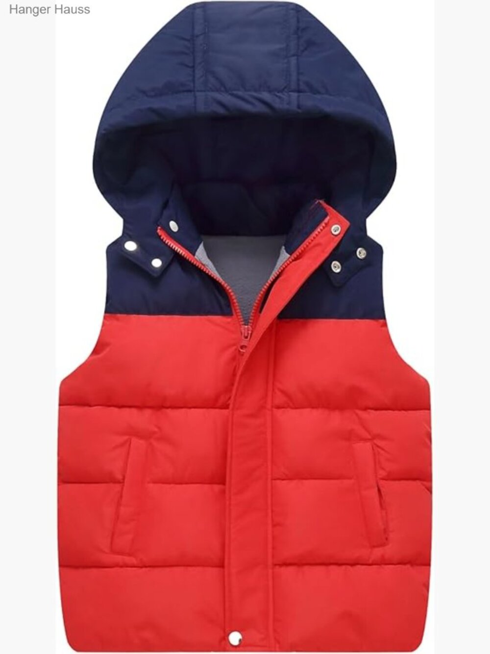Kids Padded Vest Winter Puffy Detachable Hooded Zipper Up Sleeveless Jacket
